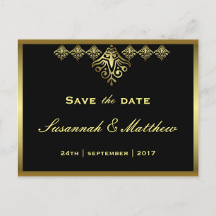 Elegant Black and Gold Wedding Aankondigingskaart