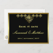 Elegant Black and Gold Wedding Aankondigingskaart (Voorkant / Achterkant)