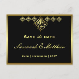 Elegant Black and Gold Wedding Aankondigingskaart