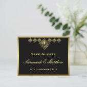 Elegant Black and Gold Wedding Aankondigingskaart (Staand voorkant)