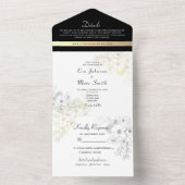 Elegant Black and Gold Wedding All In One Uitnodiging (Binnen)