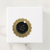 Elegant Black and Gold Wedding Bedankjes Labels (In situ)