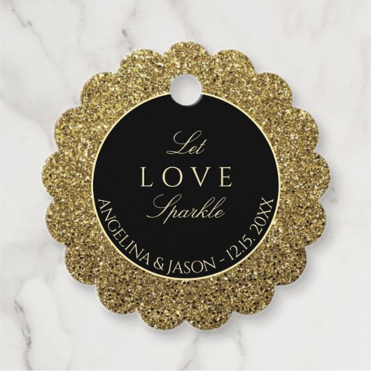 Elegant Black and Gold Wedding Bedankjes Labels (Voorkant)