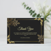 Elegant Black and Gold Wedding Bedankkaart (Staand voorkant)