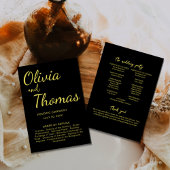 Elegant Black and Gold Wedding Ceremony Program  Programmakaart
