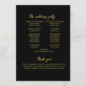 Elegant Black and Gold Wedding Ceremony Program  Programmakaart (Achterkant)