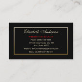 Elegant Black and Gold Wedding Consultant Red Rose Visitekaartje (Achterkant)