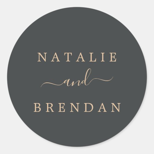 Elegant Black and Gold Wedding Envelope-zegels Ronde Sticker (Voorkant)