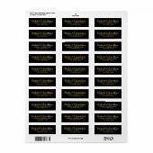 Elegant Black and Gold Wedding Etiket (Full Sheet)