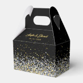 Elegant Black and Gold Wedding Favor Box Bedankdoosjes (Voorkant Zijde)