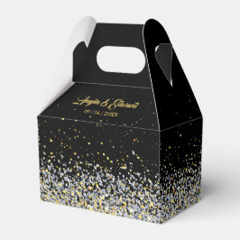 Elegant Black and Gold Wedding Favor Box Bedankdoosjes
