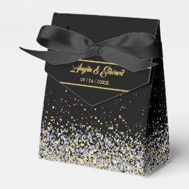 Elegant Black and Gold Wedding Favor Box Bedankdoosjes