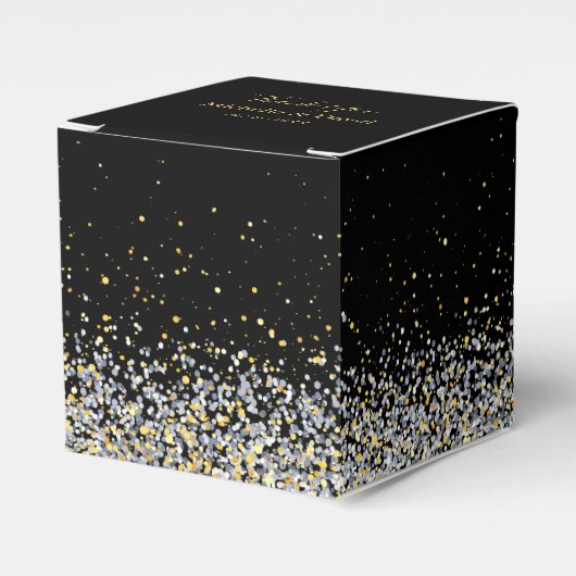 Elegant Black and Gold Wedding Favor Box Bedankdoosjes (Voorkant Zijde)