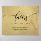 Elegant Black and Gold Wedding Favors Sign Poster (Voorkant)