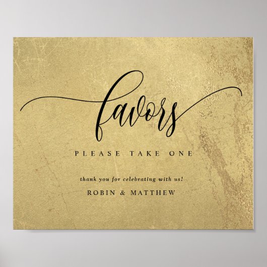 Elegant Black and Gold Wedding Favors Sign Poster (Voorkant)