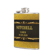 Elegant Black and Gold Wedding Flask Heupfles (Links)