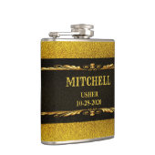 Elegant Black and Gold Wedding Flask Heupfles (Rechts)