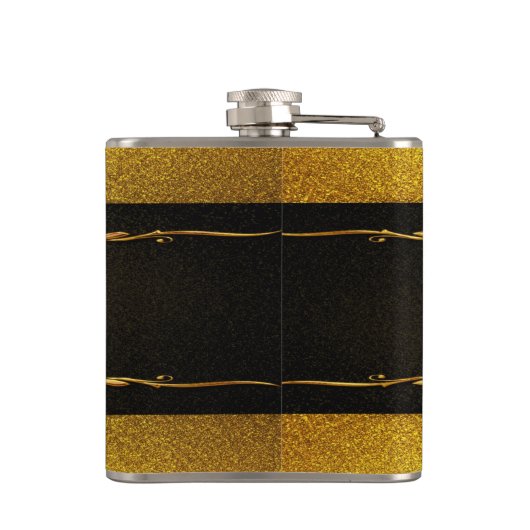 Elegant Black and Gold Wedding Flask Heupfles (Achterkant)