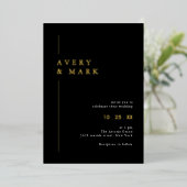 Elegant Black and Gold Wedding Folie Uitnodiging (Staand Voorkant)