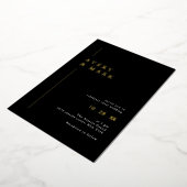 Elegant Black and Gold Wedding Folie Uitnodiging (Gedraaid)