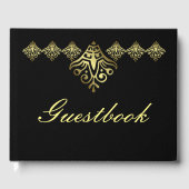 Elegant Black and Gold Wedding Gastenboek (Voorkant)