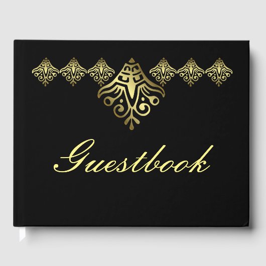 Elegant Black and Gold Wedding Gastenboek (Voorkant)