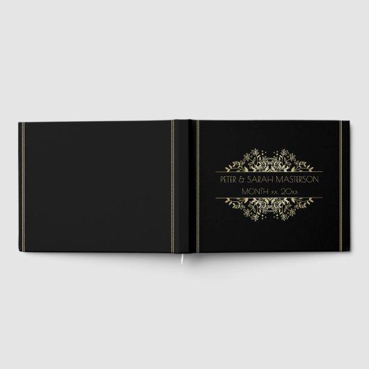 Elegant Black and Gold Wedding Guest Book Gastenboek (Volledig)