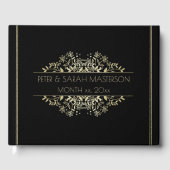 Elegant Black and Gold Wedding Guest Book Gastenboek (Voorkant)