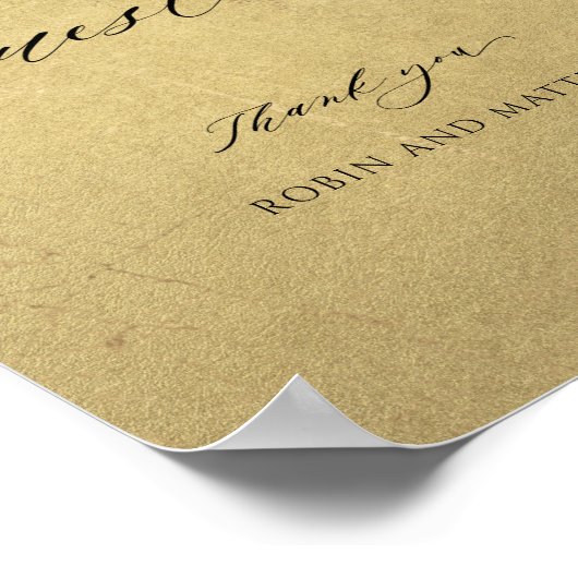 Elegant Black and Gold Wedding Guestbook Sign Poster (Hoek)