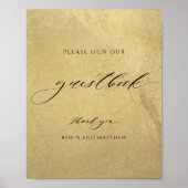 Elegant Black and Gold Wedding Guestbook Sign Poster (Voorkant)