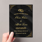 Elegant Black and Gold Wedding Invitation Acryl Uitnodigingen (Insitu (Draagbaar))