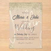 Elegant Black and Gold Wedding Invitation Acryl Uitnodigingen (Voorkant)