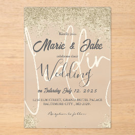 Elegant Black and Gold Wedding Invitation Acryl Uitnodigingen