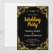 Elegant Black and Gold Wedding Invitation Feestdagenkaart (Voorkant / Achterkant)