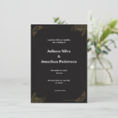 Elegant Black and Gold Wedding Invitation Kaart (Staand voorkant)