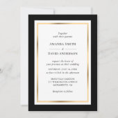 Elegant Black and Gold Wedding Invitation Kaart (Voorkant)
