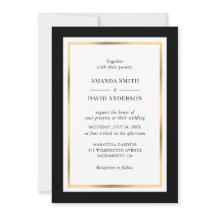 Elegant Black and Gold Wedding Invitation