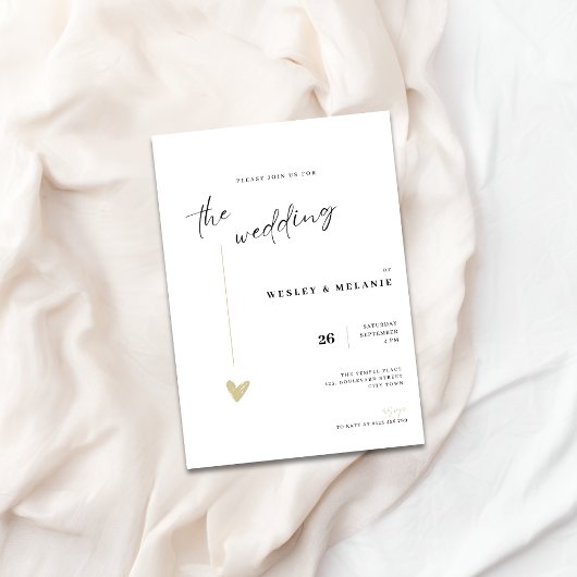 Elegant Black and Gold Wedding Invitation Kaart