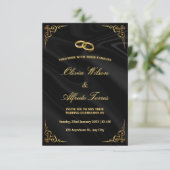 Elegant Black and Gold Wedding Invitation RSVP Kaartje (Staand voorkant)