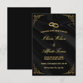 Elegant Black and Gold Wedding Invitation RSVP Kaartje (Voorkant / Achterkant)