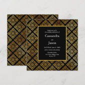 Elegant Black and Gold Wedding Kaart (Voorkant / Achterkant)