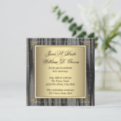 Elegant Black and Gold Wedding Kaart (Staand voorkant)