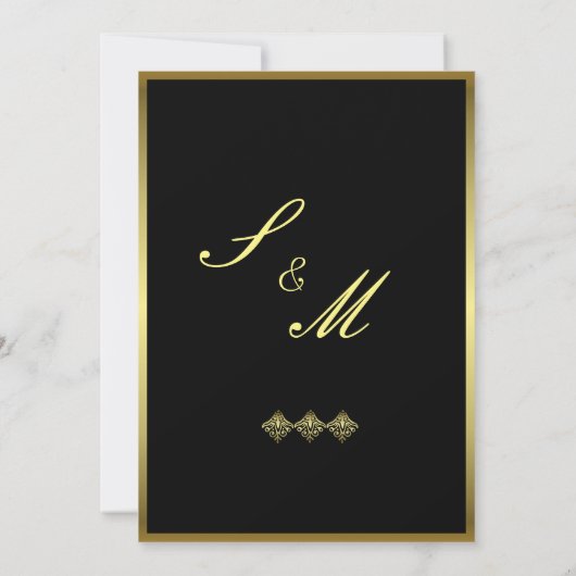 Elegant Black and Gold Wedding Kaart (Achterkant)