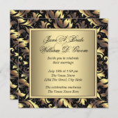 Elegant Black and Gold Wedding Kaart (Voorkant / Achterkant)