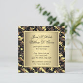 Elegant Black and Gold Wedding Kaart (Staand voorkant)