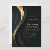 Elegant Black and Gold Wedding Kaart (Voorkant)