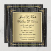 Elegant Black and Gold Wedding Kaart (Voorkant / Achterkant)