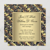 Elegant Black and Gold Wedding Kaart (Voorkant / Achterkant)