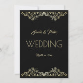 Elegant Black and Gold Wedding Kaart (Voorkant)