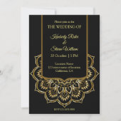 Elegant Black and Gold Wedding Kaart (Voorkant)